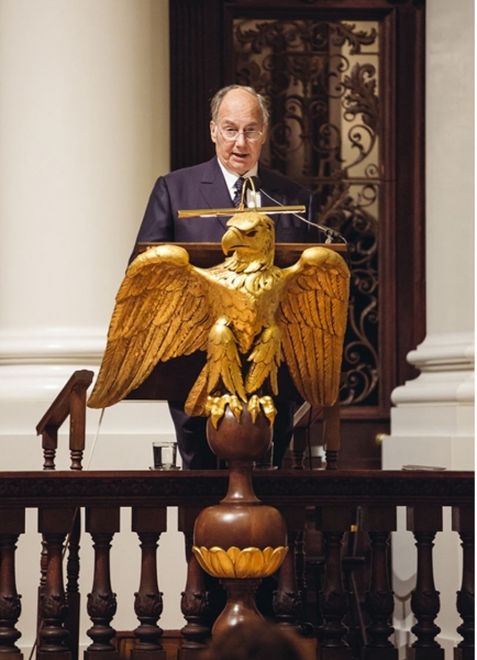 Hazar Imam delivering the Jodidi Lecture at Memorial Church, Harvard University 2015-11-12
